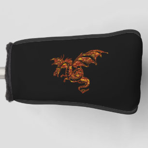 Flammendrache auf schwarz golf headcover