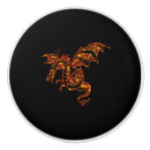Flammendrache auf schwarz keramikknauf (Vorderseite)