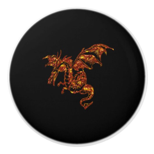 Flammendrache auf schwarz keramikknauf (Vorderseite)