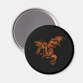 Flammendrache auf schwarz magnet (Vorderseite/Rückseite)