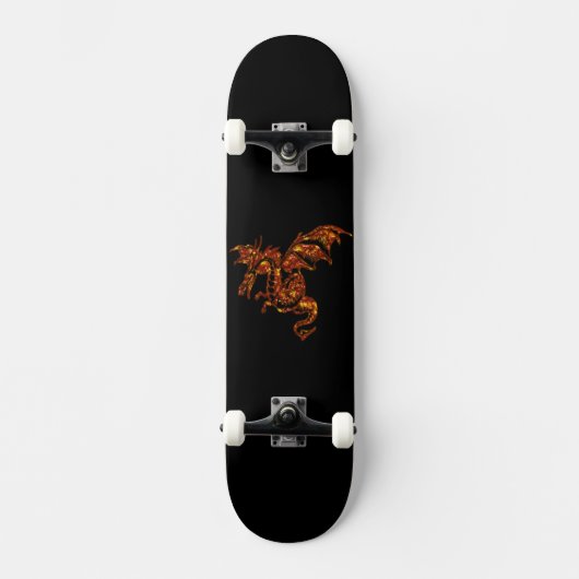 Flammendrache auf schwarz skateboard (Vorderseite)