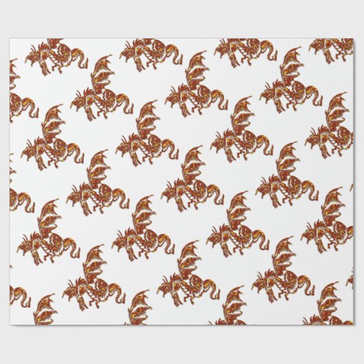 Flammendrache Geschenkpapier (Flach)