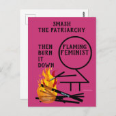 Flammenfeminist zerschlagen das Patriarchat 10 Postkarte (Vorne/Hinten)