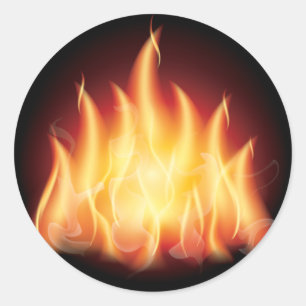 Flammenfeuer am Campfire Runder Aufkleber