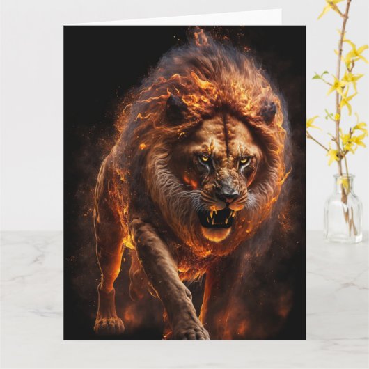 Flammenfeuerlöwe Karte (Gelbe Blume)