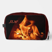 Flammenfotografisches Feuer mit Initialen Waschbeutel (Vorderseite)