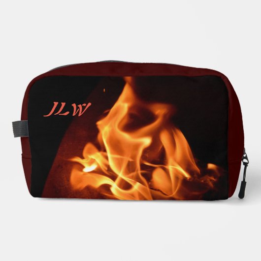 Flammenfotografisches Feuer mit Initialen Waschbeutel (Vorderseite)