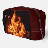 Flammenfotografisches Feuer mit Initialen Waschbeutel (Rechte Ecke)