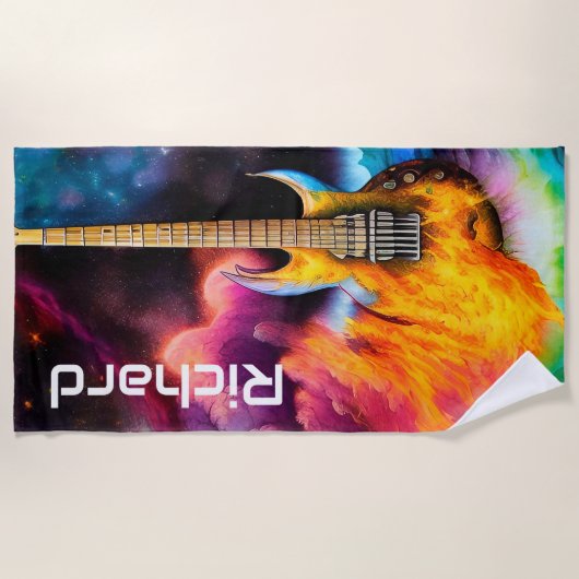 Flammengitarre Strandtuch (Vorderseite)