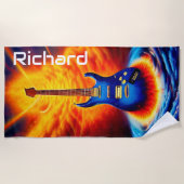 Flammengitarre Strandtuch (Vorderseite)