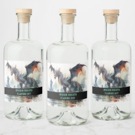 Flammenheißer Drache Alkoholflaschenetikett