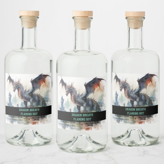 Flammenheißer Drache Alkoholflaschenetikett (Flaschen)