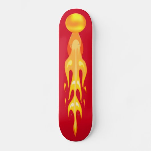 Flammenheller Drachenball in rot und gelb auf rot Skateboard (Vorderseite)