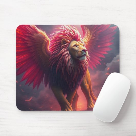 Flammenherz – Der geflügelte Löwe Mousepad (Mit Mouse)
