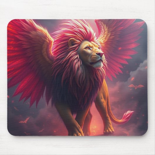 Flammenherz – Der geflügelte Löwe Mousepad (Vorne)