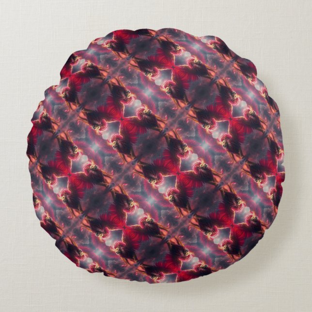 Flammenherz – Der geflügelte Löwe Rundes Kissen (Vorderseite)