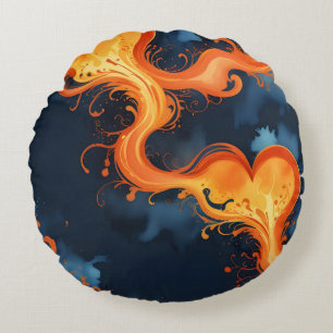 Flammenherz Feuer & Himmel  Rundes Kissen