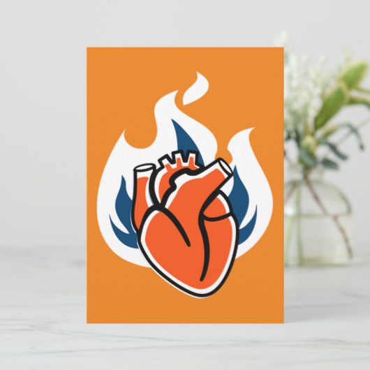 Flammenherz Orange Crush Einladung (Stehend Vorderseite)