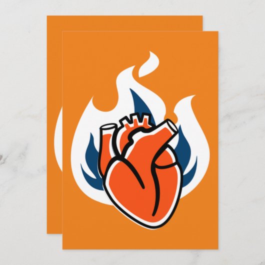 Flammenherz Orange Crush Einladung (Vorne/Hinten)