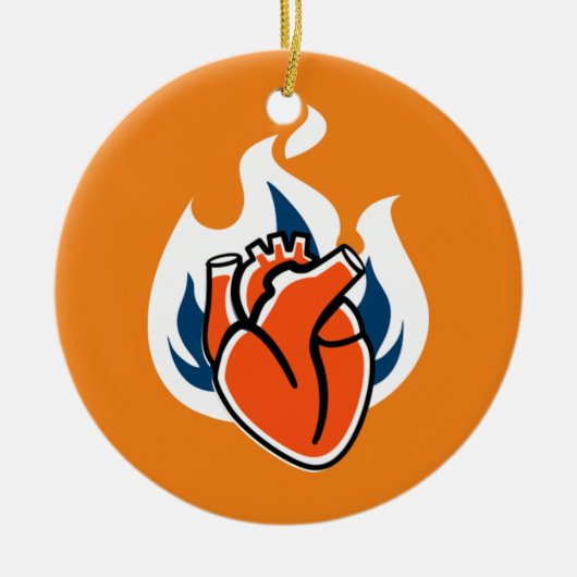 Flammenherz Orange Crush Keramik Ornament (Vorne)