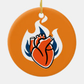 Flammenherz Orange Crush Keramik Ornament (Hinten)