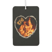 Flammenherz von Feuerinitialen und -namen Autolufterfrischer (Vorderseite)