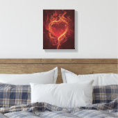 FlammenHerzfeuer dunkelrote Liebe Flammen Herzform Leinwanddruck (Insitu (Schlafzimmer))