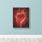 FlammenHerzfeuer dunkelrote Liebe Flammen Herzform Leinwanddruck (Insitu (Holzboden))