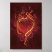 FlammenHerzfeuer dunkelrote Liebe Flammen Herzform Poster (Vorne)