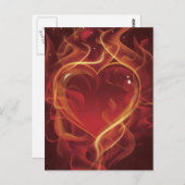 FlammenHerzfeuer dunkelrote Liebe Flammen Herzform Postkarte (Vorne/Hinten)