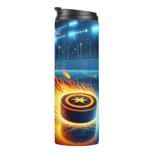 Flammenhockey-Puck-Goal-Explosion Thermosbecher (Nach rechts gedreht)