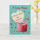 Flammenkerze mit rotem Herz und Liebe Karte (Gelbe Blume)