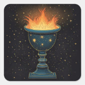 Flammenkhalice im Himmel Quadratischer Aufkleber (Vorderseite)