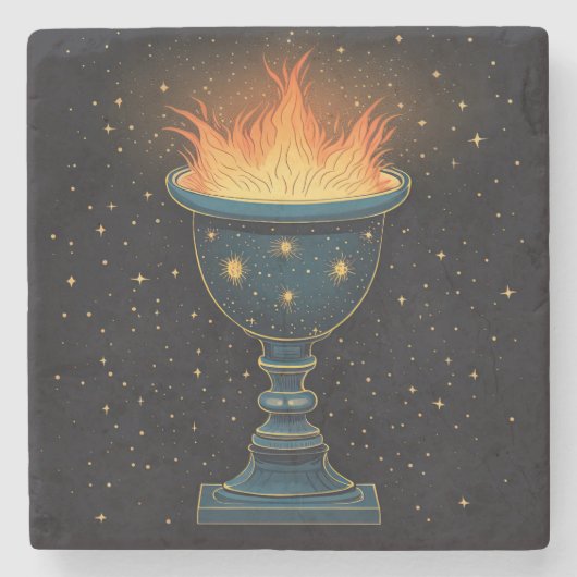 Flammenkhalice im Himmel Steinuntersetzer (Vorderseite)