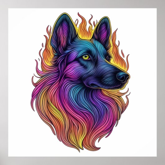 Flammenkissed Canine Poster (Vorne)