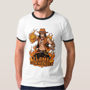 Flammenkommandant Piraten-Action-Kunst T-Shirt