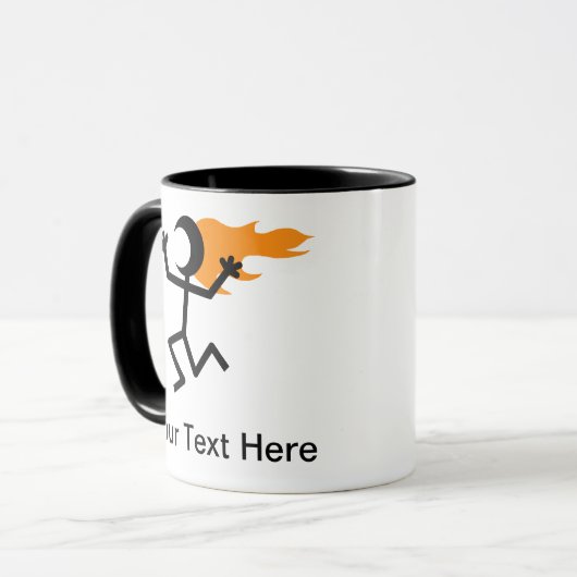 Flammenkopf Stickman Tasse (Vorderseite Links)