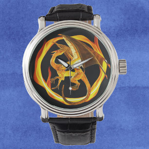Flammenkreis des Feuerdrachen Armbanduhr