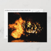 Flammenkugel bei Vollmond-Party Postkarte (Vorne/Hinten)
