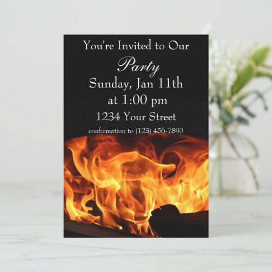 Flammenladen Einladung (Stehend Vorderseite)