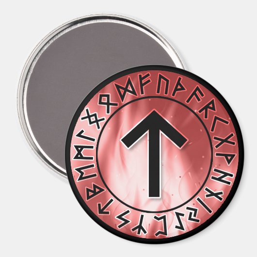 Flammenlaufe, rot [17]. Tiwaz] Magnet (Vorderseite/Rückseite)
