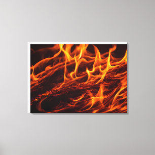 Flammenmakro in Kamin Leinwanddruck