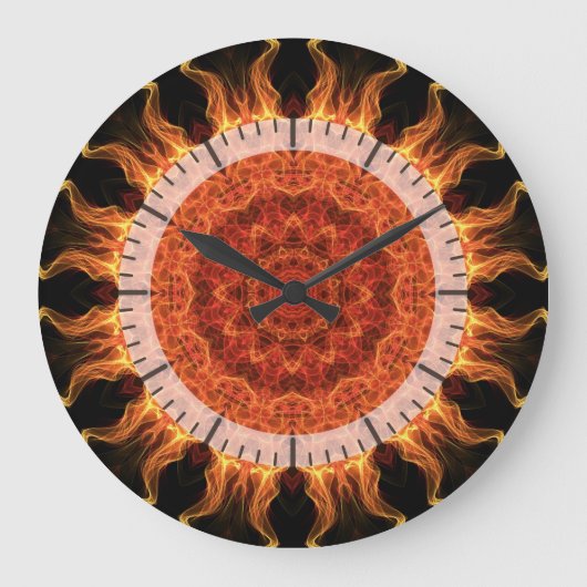 Flammenmandala Große Wanduhr (Vorderseite)