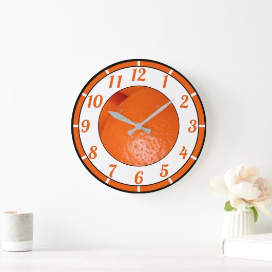 Flammenorange ganze Fruchtschleifen Große Wanduhr (Zuhause)