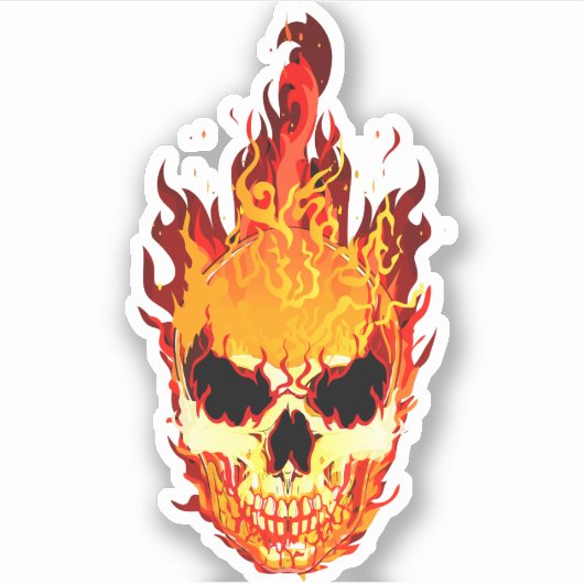 Flammenschädel Aufkleber (Vorderseite)