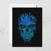 Flammenschädel - blau postkarte (Vorne/Hinten)