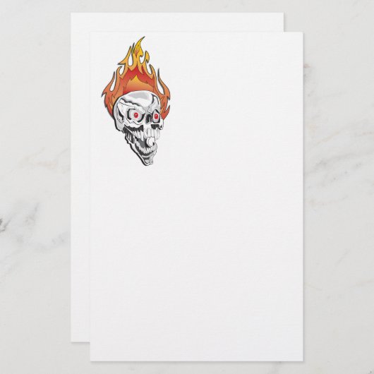 Flammenschädel Briefpapier (Vorne/Hinten)