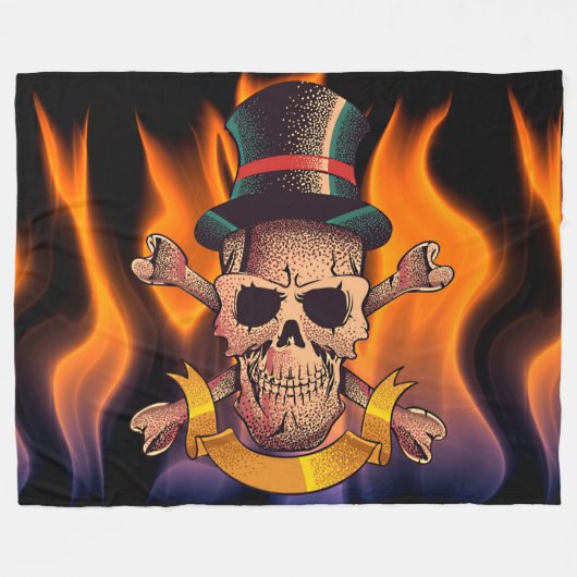 Flammenschädel Fleecedecke (Vorderseite (Horizontal))