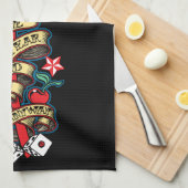 Flammenschädel fühlen die Angst Geschirrtuch (Viertel Falte)