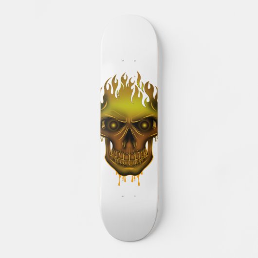 Flammenschädel - Gold Skateboard (Vorderseite)